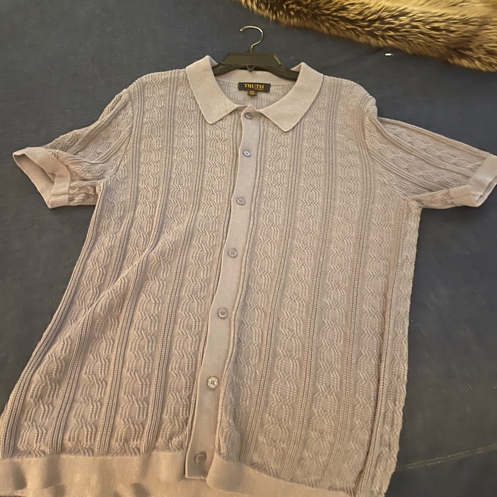 Grey sweater Knit button up shirt